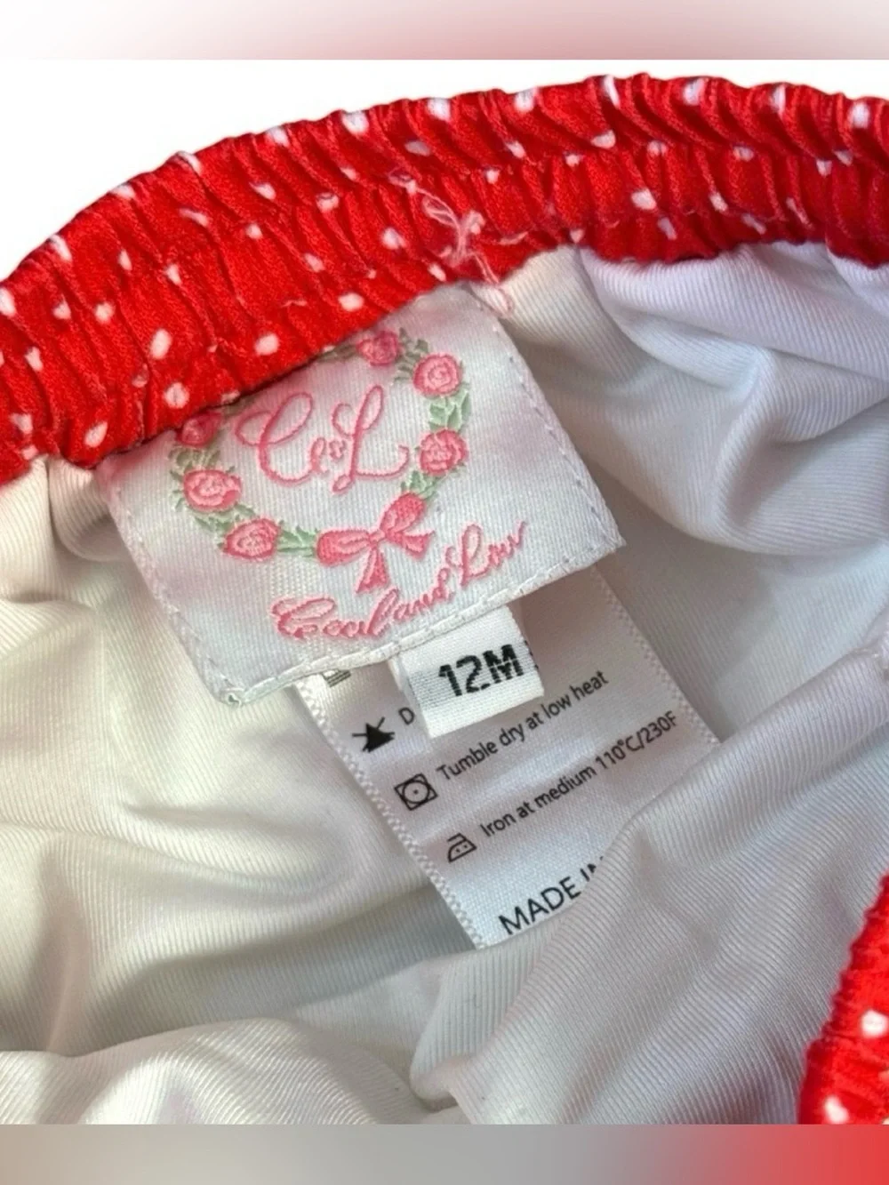 Cecil & Lou Polka Dot Swim Trunks Boys 12M Red White Blue Patriotic Hybrid